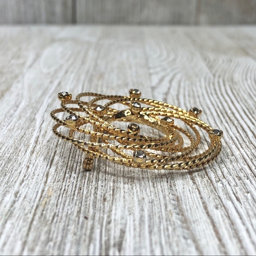 Vintage Circle Pin Overlapping Rope Rhinestone - Picture 9 of 10